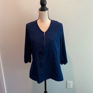 Converse One Star Navy 3/4 Sleeve Tunic Blouse Top Women’s size Large